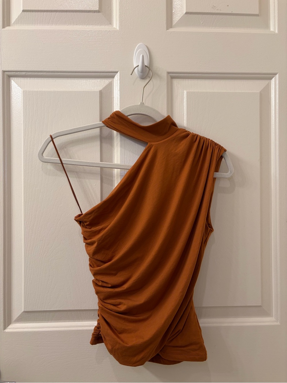 Abercrombie & Fitch One-Shoulder Draped Top in burnt orange size XS